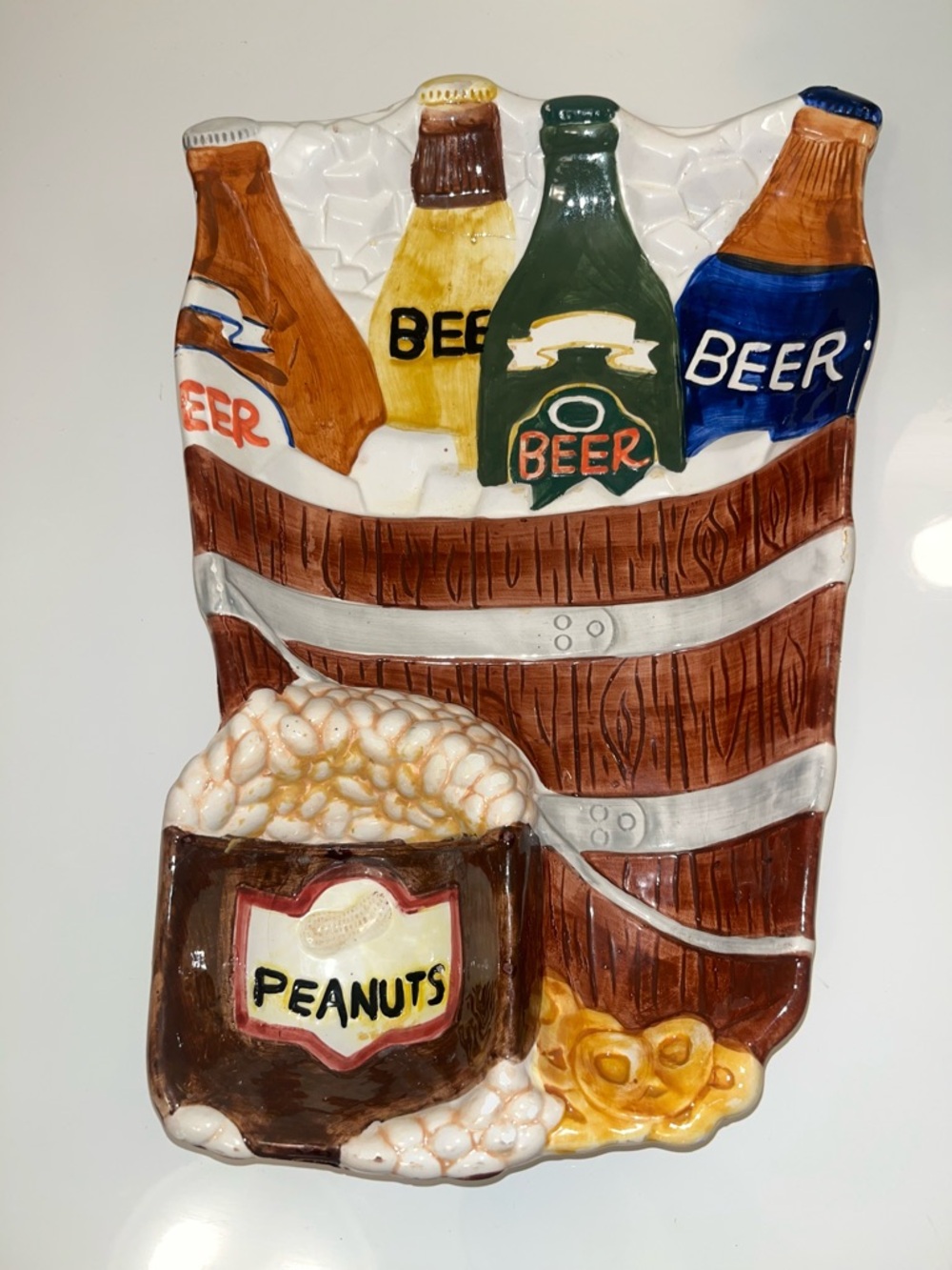Cardinal INC Chips & Dip Party Platter - Ceramic With Beer Theme, Football.